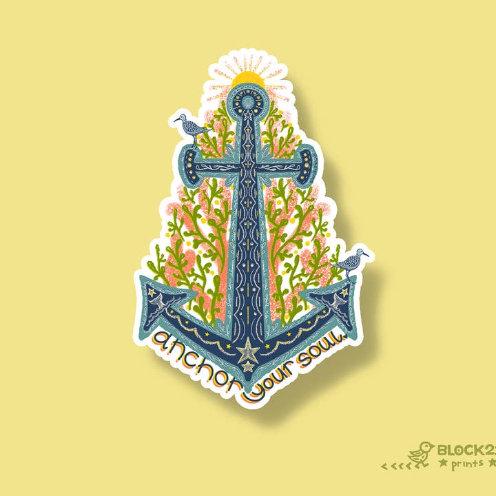 Anchor Your Soul Sticker–Nautical, Ocean, Beach, Inspiration for wholesale by Block21Prints