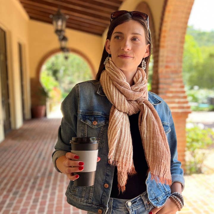 Humble Hilo - Wholesale Scarf - Women's - Humble Hilo Cumulus 100% Cotton Scarf Center Stripes35