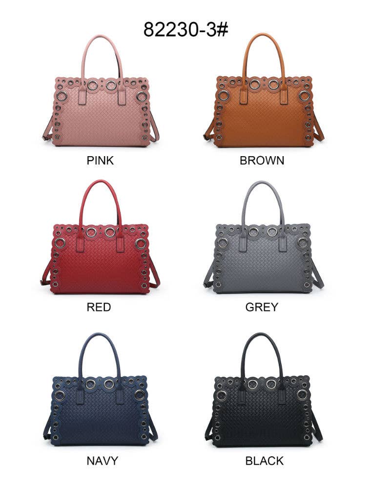 Papaya Fashion Ltd - Wholesale Top Handle Bag - Women's - 82230-3 Handbag with metal rings along the edge of bag12