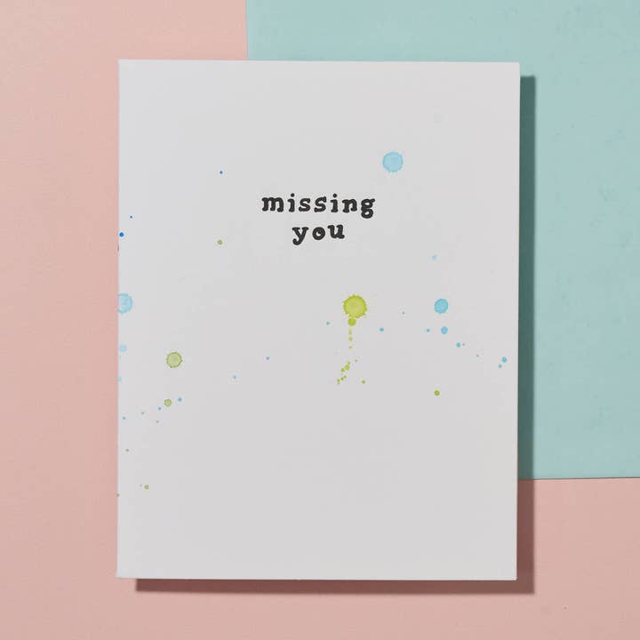 Missing You Hand Painted Letterpress Card for wholesale by Beau Paper Co.