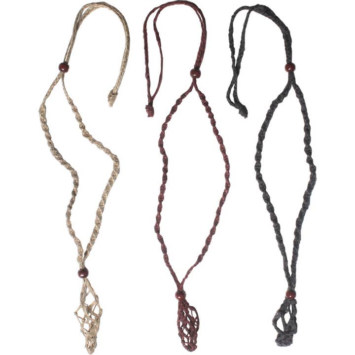 Kheops International – wholesale Pärlband/Pärlhalsband – Hampahalsband hippie för slipade stenar – tom, blandade färger
