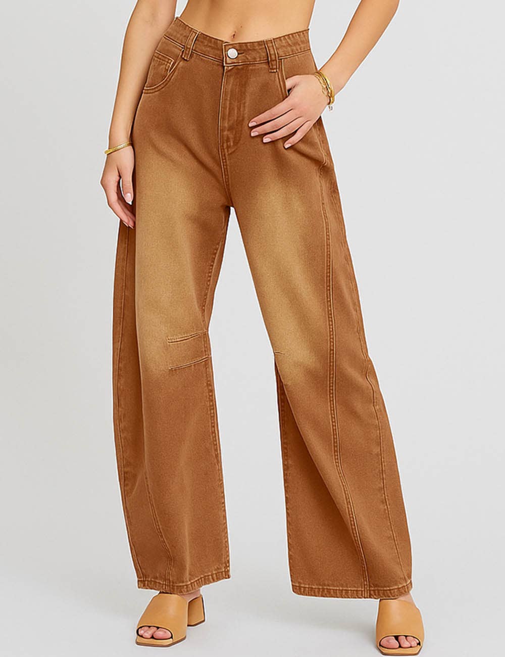 Sweetkama – Engroshandel Jeans - Dame – Damejeans med høj talje og vide ben i tøndeform, Barrel Denim SKP52226