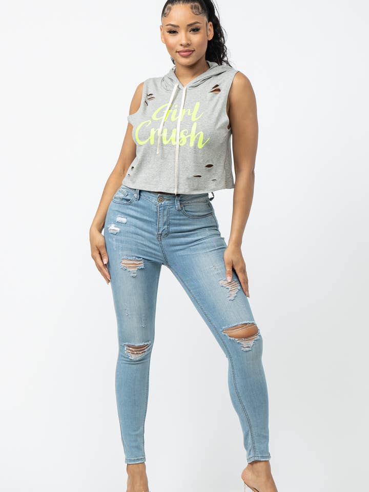 Julia by LoveJ - Wholesale Hoodie - Women's - Front Screen Laser Drawstring Hoodie Top12