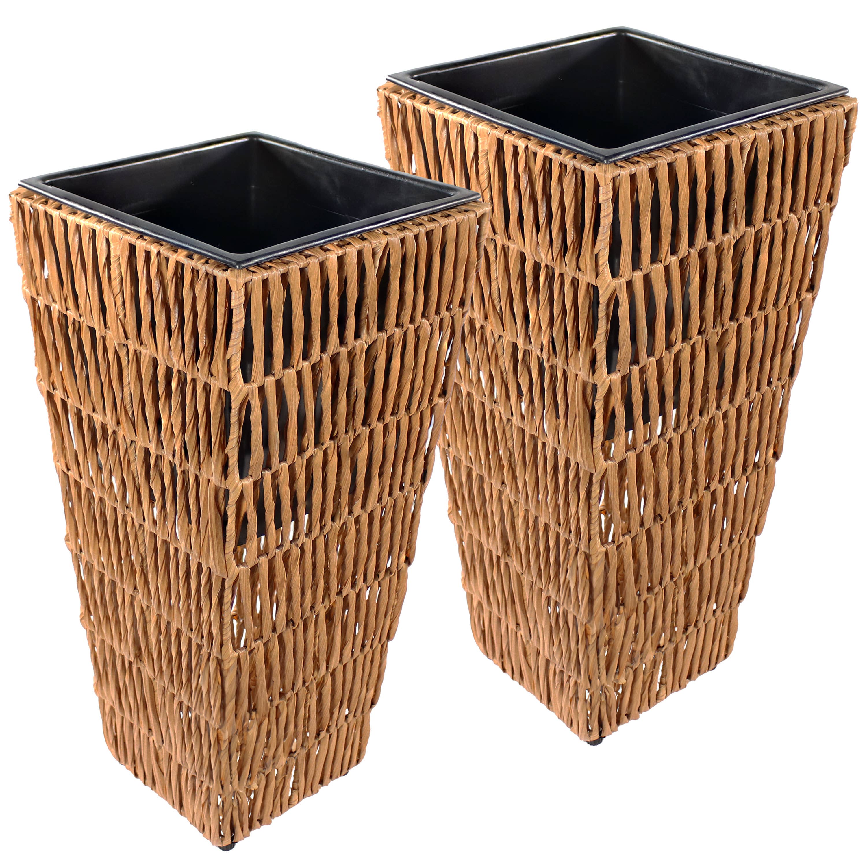 Sunnydaze Decor - Wholesale Plant Pot - 11 in Hyacinth Poly-Wicker Planter - Barley - Set of 21
