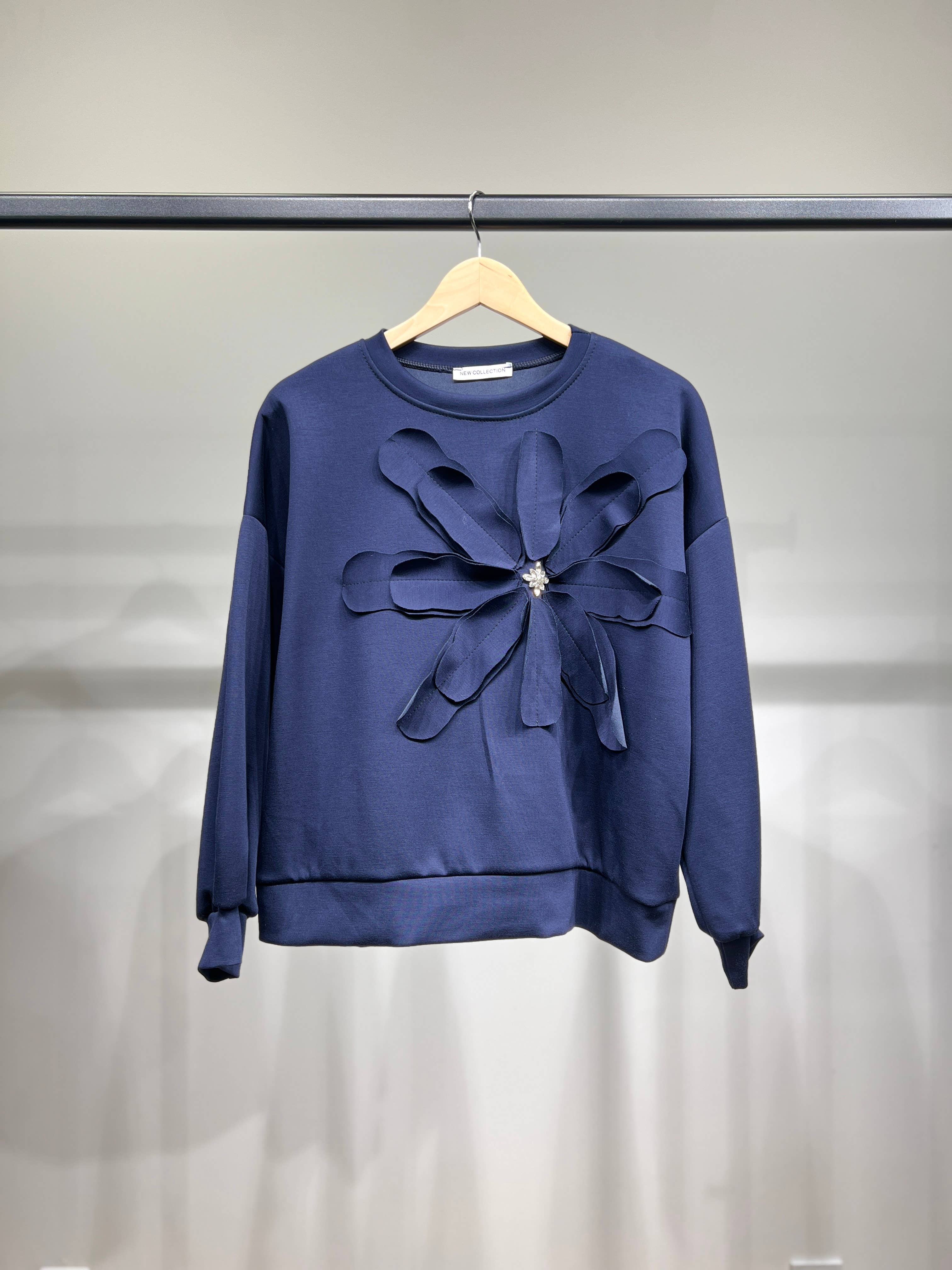 L'Emotion - Vente Sweat-shirt – femme - Sweatshirt Chiné Bijoux Fleur Cousue Viscose/Élasthanne 2