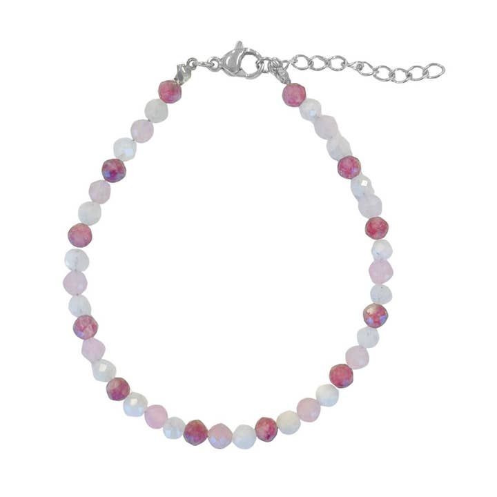 Rose Quartz Moonstone & Lepidolite Bracelet – Silver for wholesale by Saint Clairmont