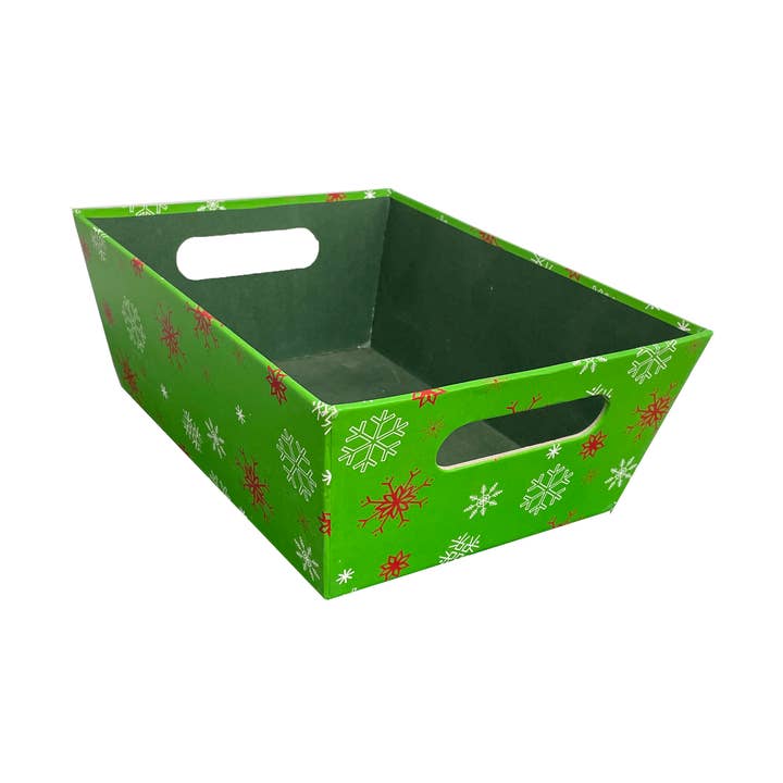Bospak - Wholesale Decorative Tray - 10" Green Snowflake pattern Paperboard Market tray0