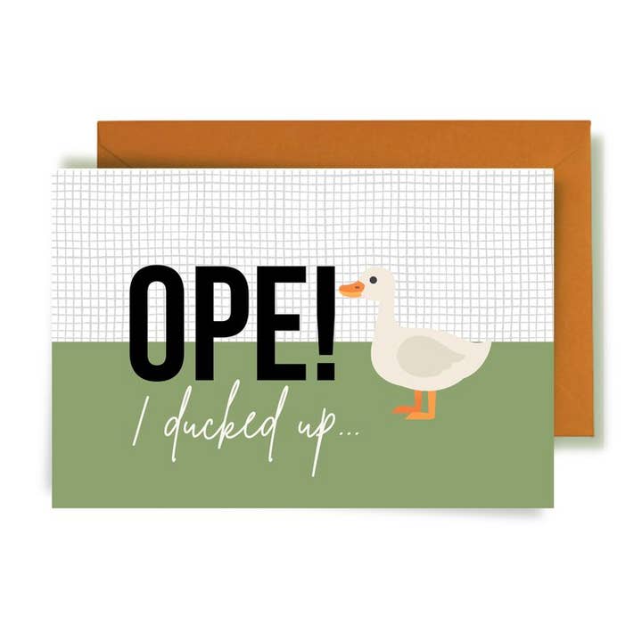 Offen! Ich habe mich geduckt, lustige Entschuldigungskarte für den Großhandel von Imperfect Inspiration