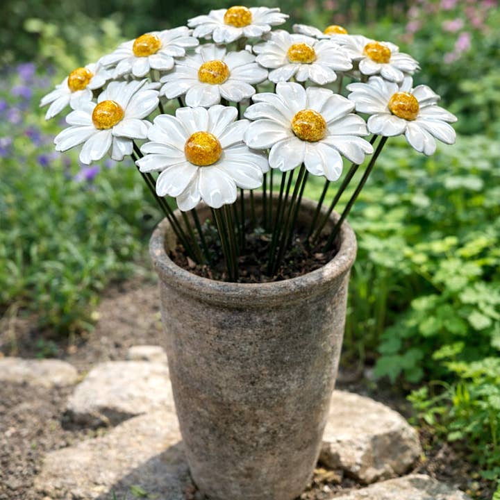 Italian Flower Ceramic Daisy Stem 7cm – Capodimonte per la vendita all'ingrosso da parte di LUEM ART ceramiche e porcellane di Capodimonte Made In Italy