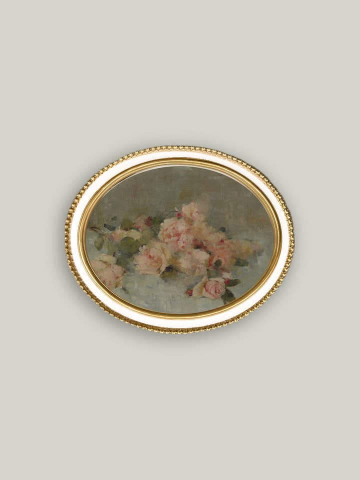 Roses in Cream Oval Frame for wholesale by Petal Lane Home
