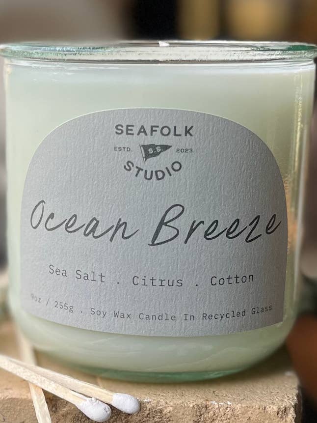Ocean Breeze. Soy Wax. Eco Friendly. Made in New England for wholesale by Seafolk