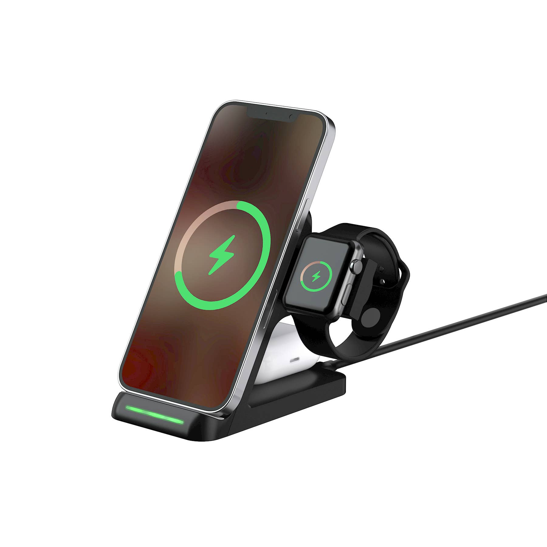 LAX Gadgets - Wholesale Charging Dock - Wireless 3in1 Charging Stand For Watch & AirPods Retail Pack0