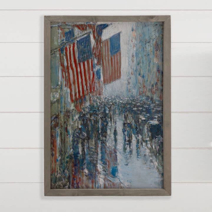 Fifth Avenue American Flags - Patriotic Canvas Art - Framed for wholesale by Hangout Home