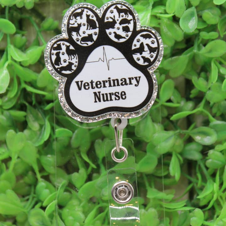 Veterinary Nurse Paw Print Badge/ID Holder Reel for wholesale by Hylidae Boutique