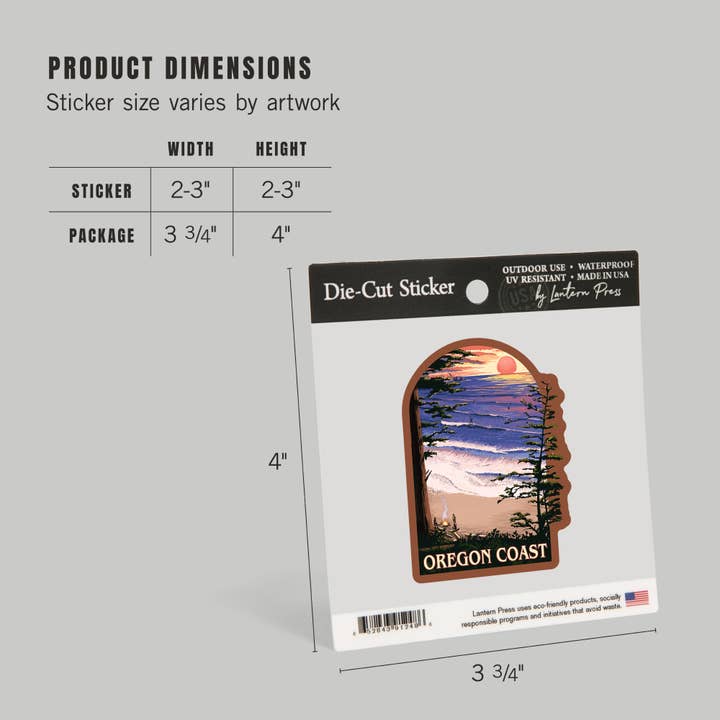 Lantern Press - Wholesale Sticker - STICKER Oregon Coast, Sunset Surfers4