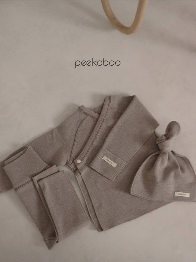 peekaboo - Wholesale Clothing Set - Baby - Newborn Baby Solid Color Long Sleeves Kimono Top & Pants1