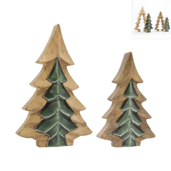 Set of 2 Whispering Winter Enamel Puzzle Trees for wholesale by WT Collection