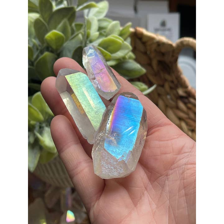 Tumbledshop – Pedra/cristal espiritual por atacado – Anjo Aura Pontos Cristal Quartzo, Arco-íris Aura Cristal