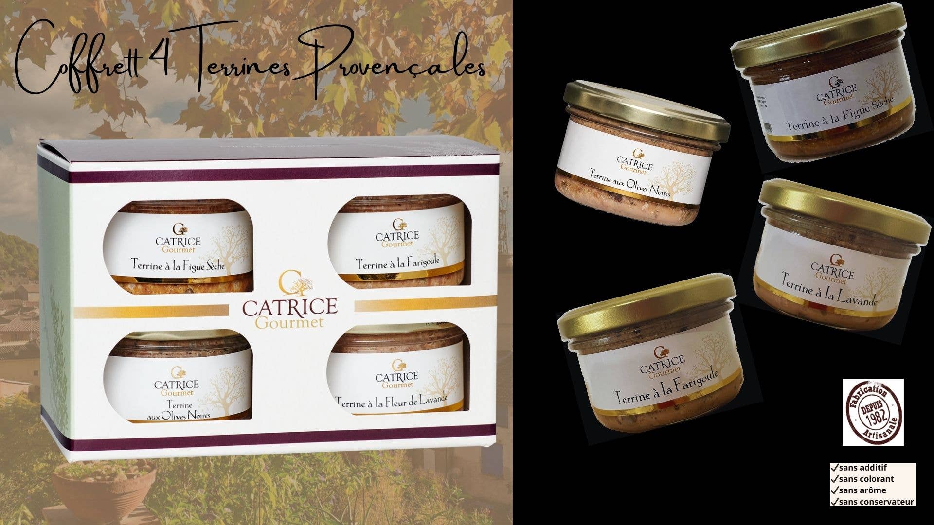 CATRICE GOURMET - Vendita all'ingrosso Cestino gastronomico - Cofanetto regalo gourmet - Cofanetto 4 Terrine Provenzali1