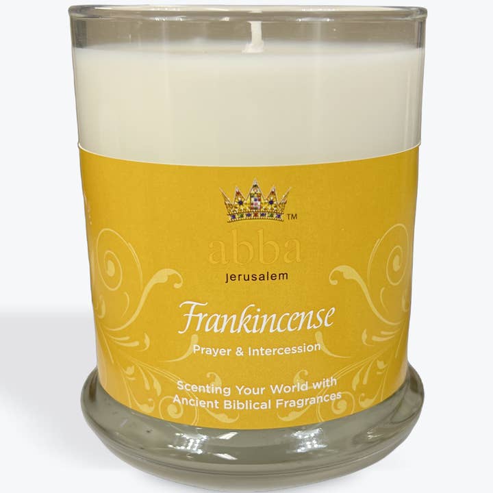 Frankincense 10oz Glass Candle for wholesale by Abba Christian Products
