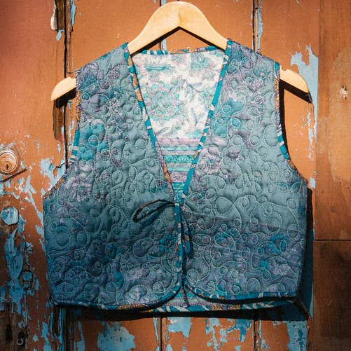 Melissa Silk Reversible Waistcoat L - 079 for wholesale by Pink Lemons Ltd