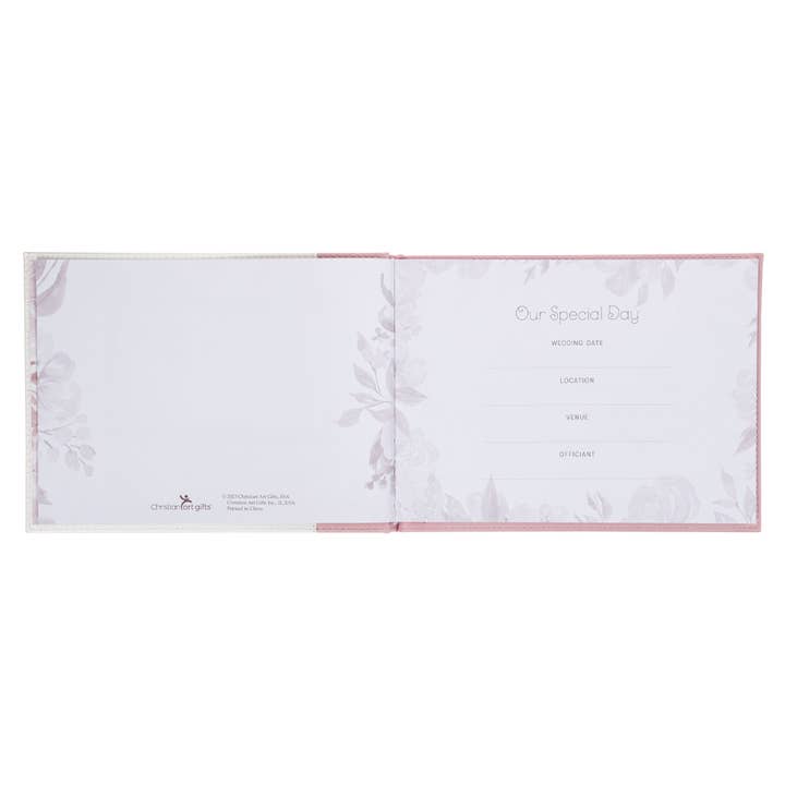 Christian Art Gifts - Wholesale Guest Book - Guest Book Pink/White Floral Mr. & Mrs.