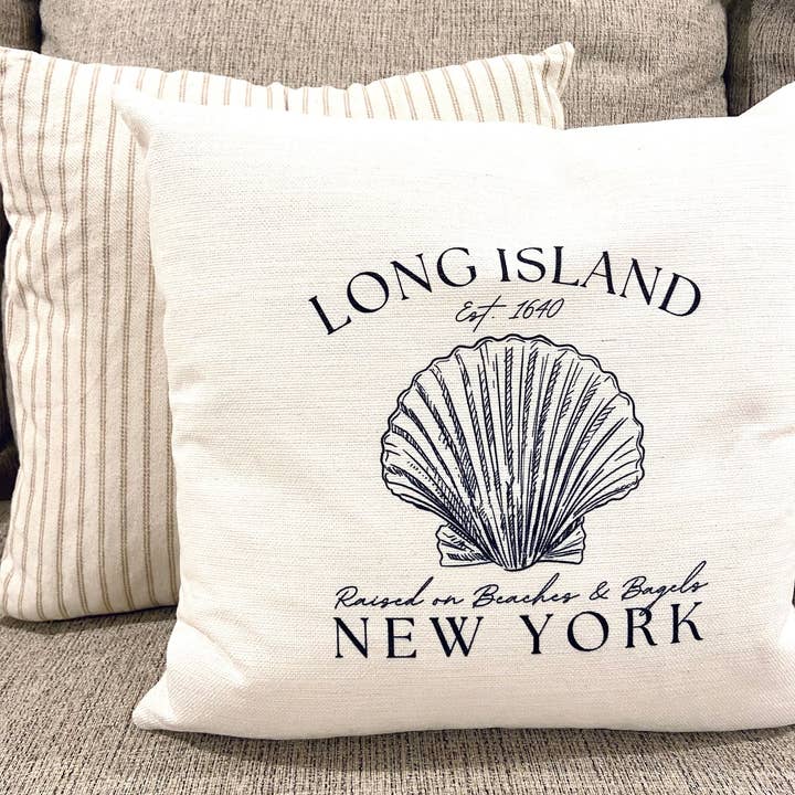 Long Island NY Beach & Summer Pillow Gift for wholesale by Enchanted Shores Co