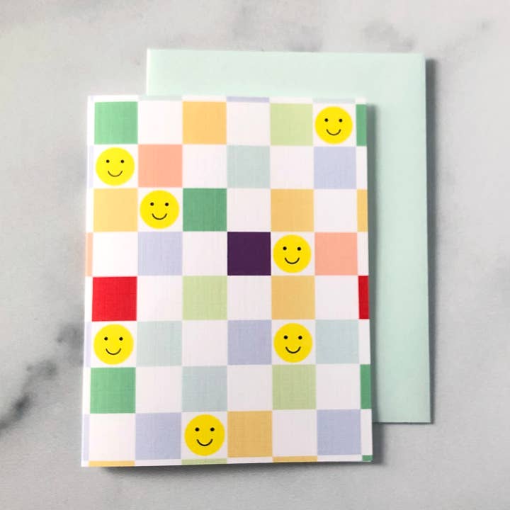 Rutig glad ansikte (tom inuti) gratulationskort för wholesale av ILOOTPAPERIE