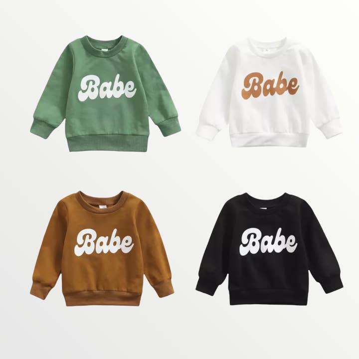 BABE Sweatshirt - 4 Colors for wholesale by Bodoke Kids Boutique