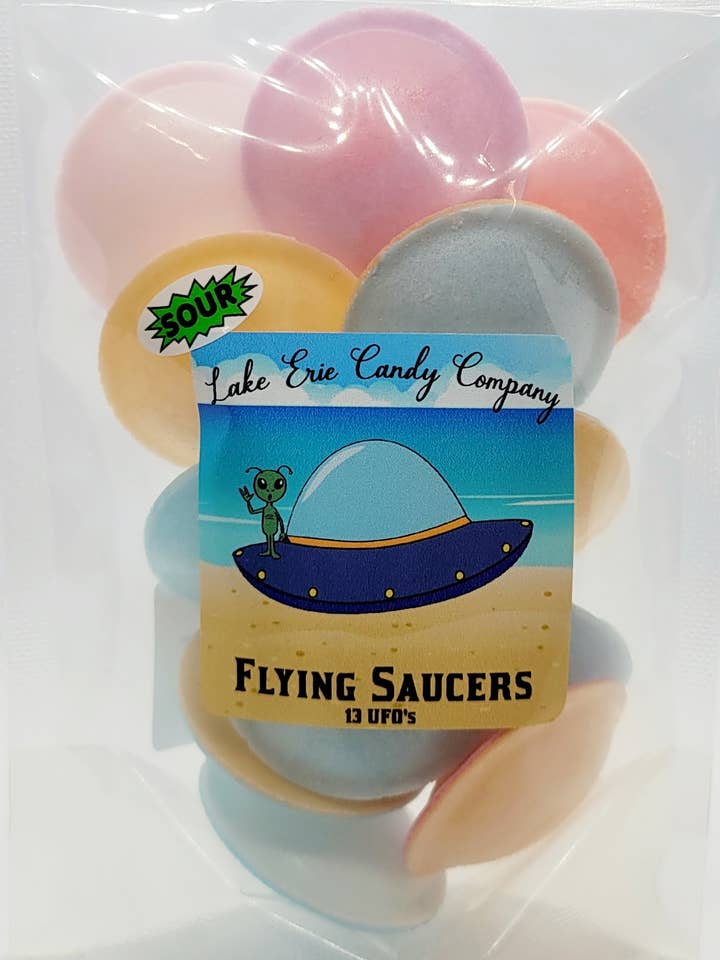 Sour Flying Saucers for wholesale by Lake Erie Candy Company