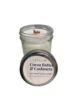Cocoa Butter Cashmere Vegan, Soy & Wood-Wick Candle - 14 Oz for wholesale by C & A Soy Candles, LLC