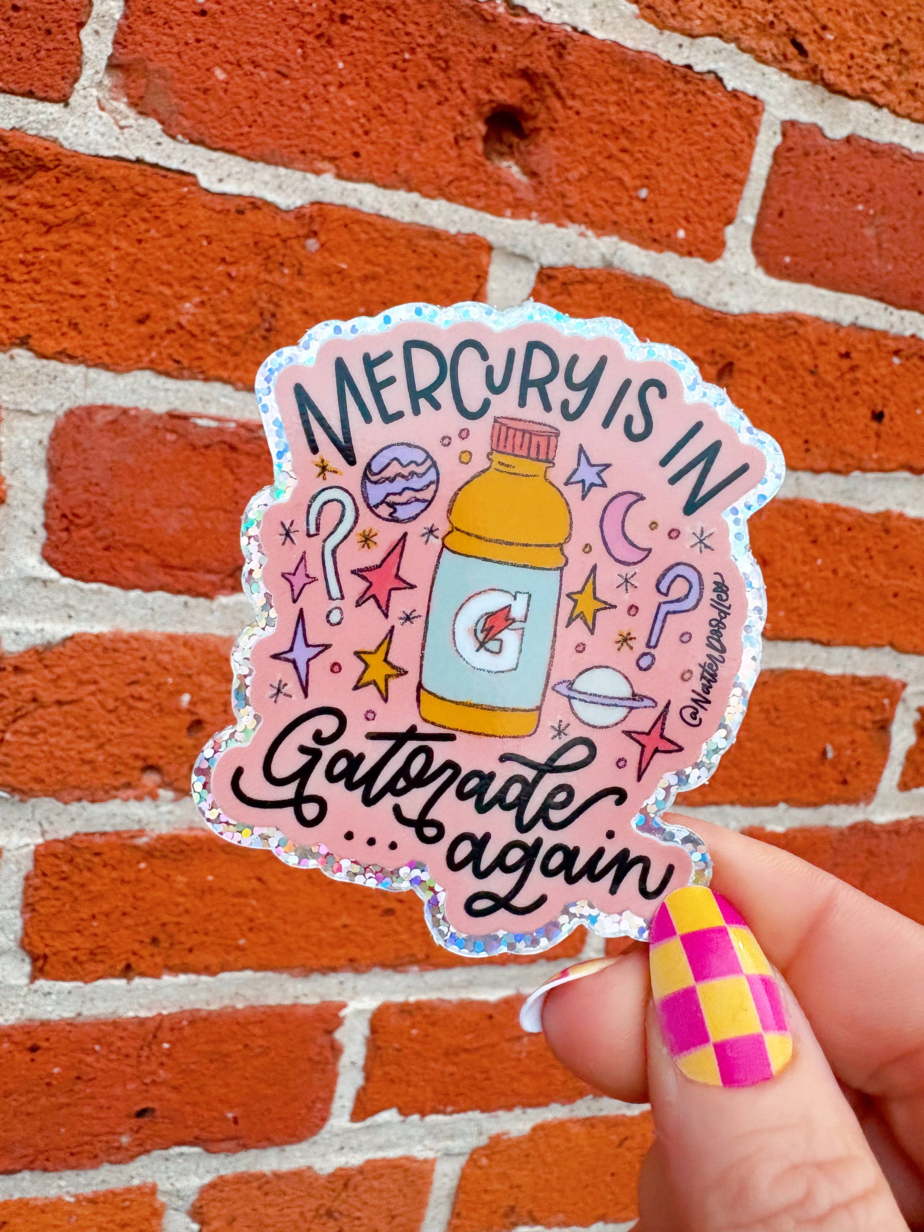 NatterDoodle – Engroshandel Klistermærke – Merkur er i Gatorade Sjov Retrograd Glimmer Klistermærke2