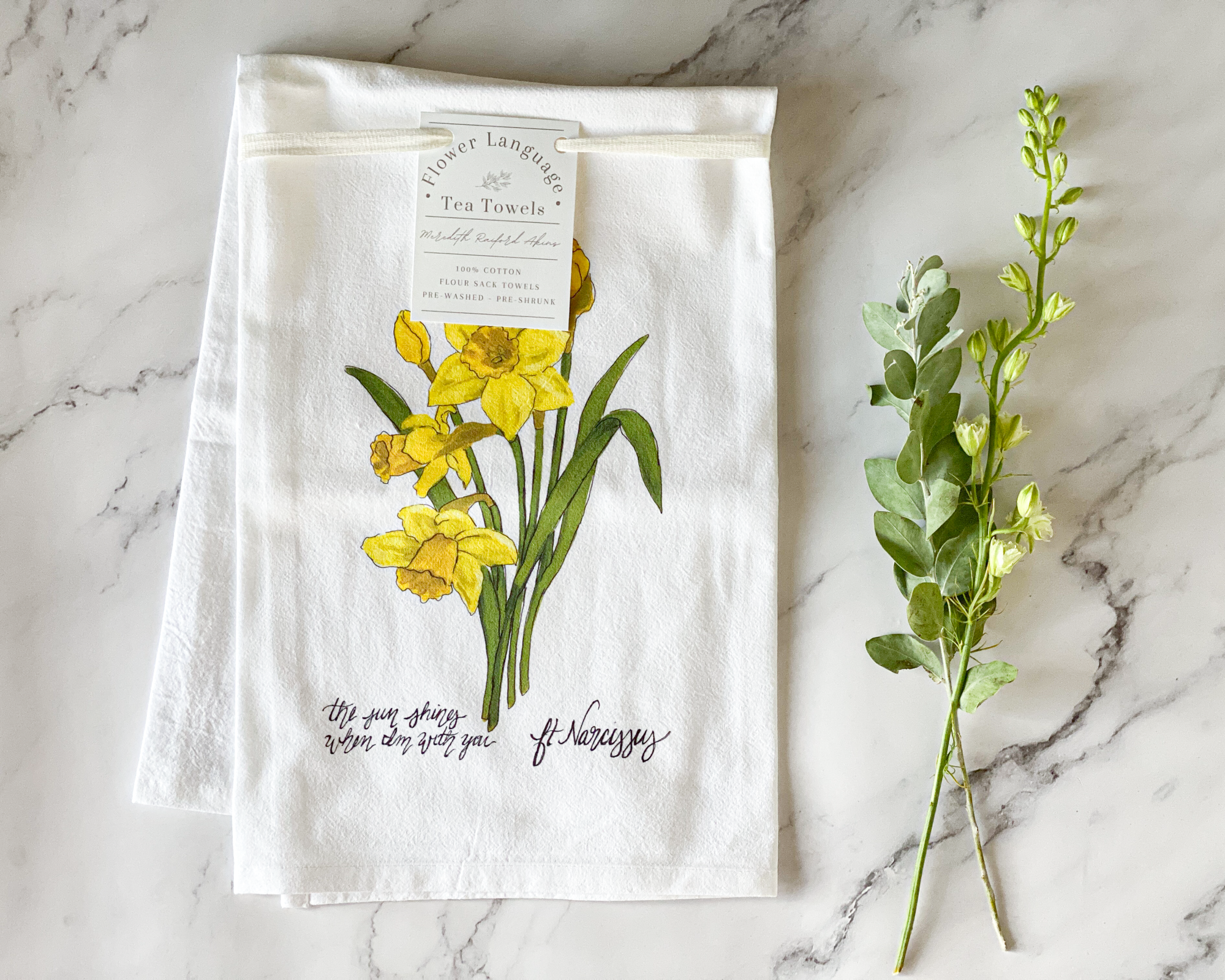 Meredith Raiford Art - Wholesale Tea Towel - Daffodil Tea Towel1