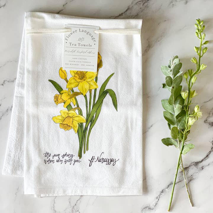 Meredith Raiford Art - Wholesale Tea Towel - Daffodil Tea Towel1