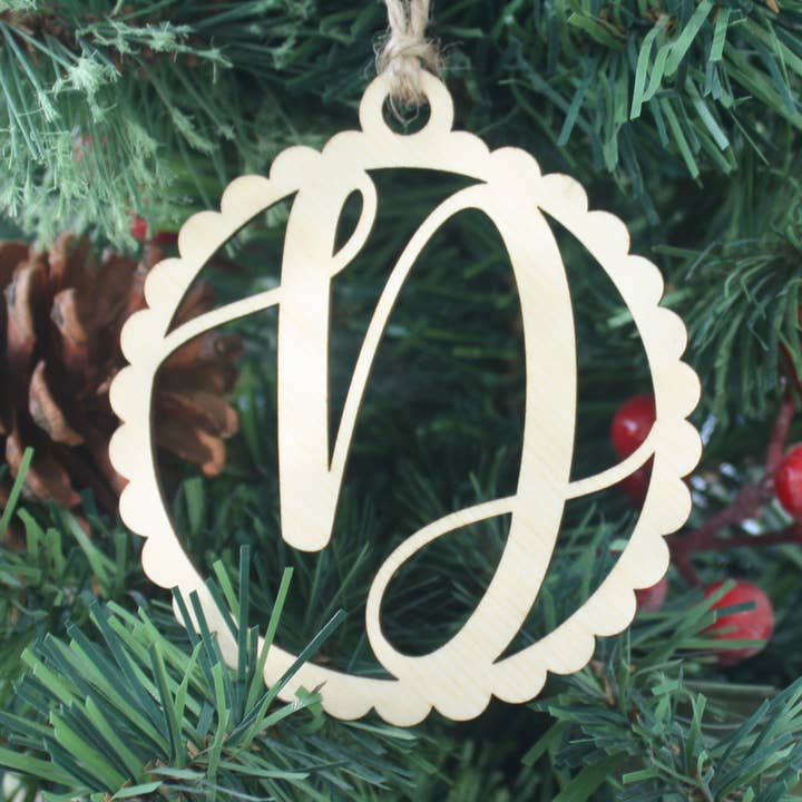 Wood Initial Ornaments and Car Charms for wholesale by 7Limes