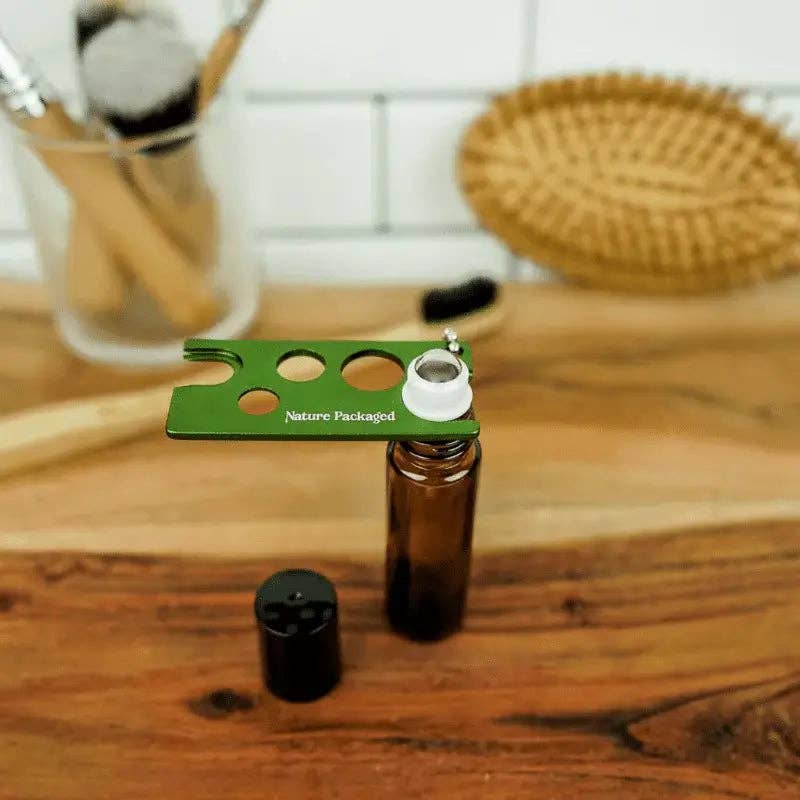 Nature Packaged - Wholesale Essential Oil Holder - Glass Amber 10 ML Roll On and Essential Oil Bottle Opener Tool- Multi Tool2