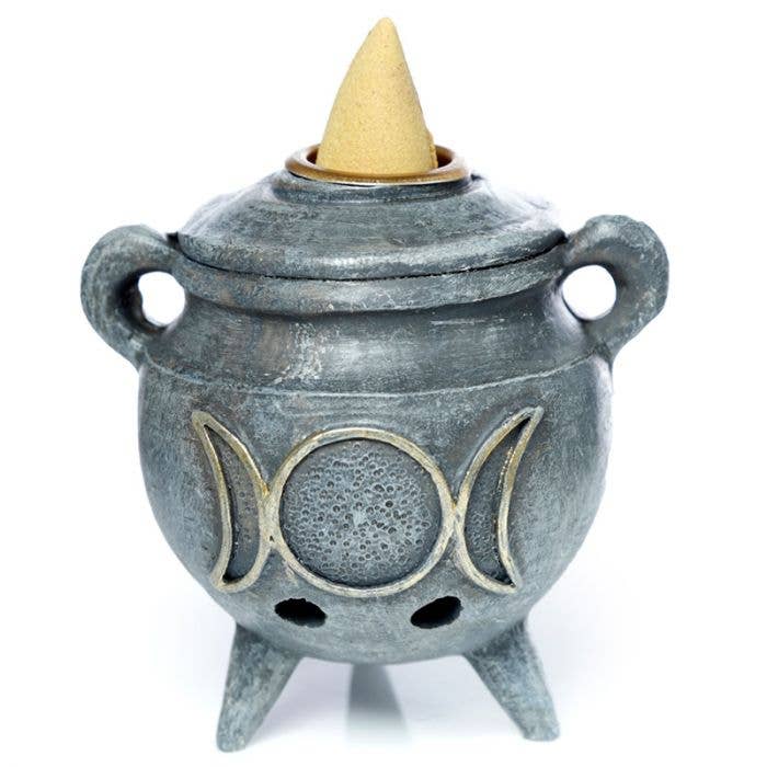 Cauldron with Triple Moon Backflow Incense Burner for wholesale by D SCENT