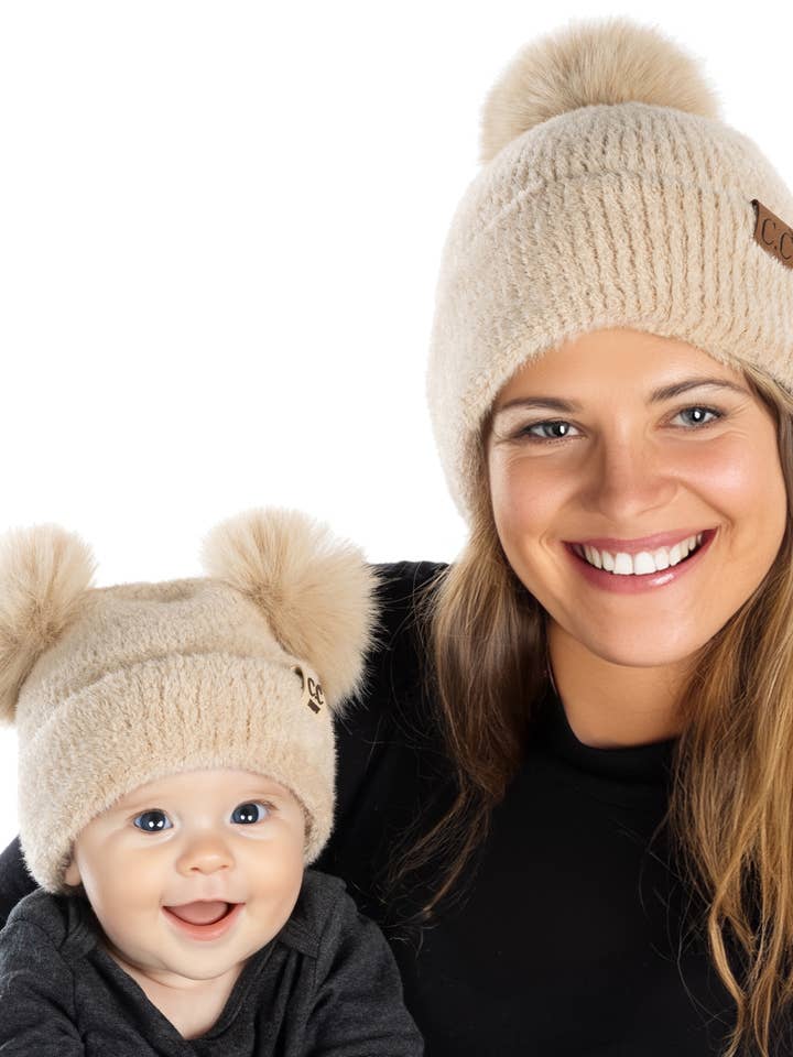 Volwassene/Zuigeling (Eenpersoons POM) - Chenille - Beige (2 stuks) voor wholesale door Funky Junque