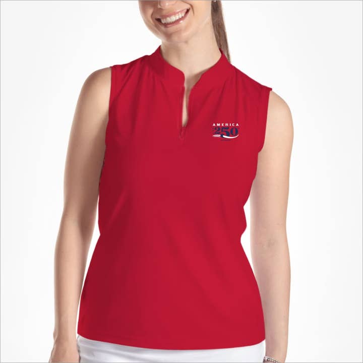 USA 250 RÖD ÄRMLÖS TRÖJA MED KVARTSDRAGKEDJA för wholesale av Skort Obsession LLC