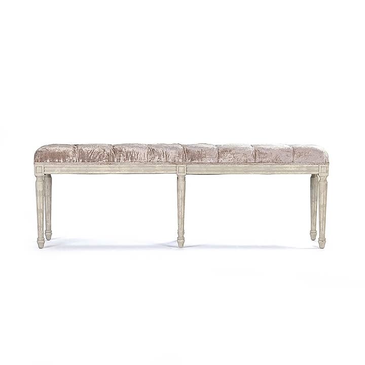 Champagne Velvet Louis Tufted Bench for wholesale by Zentique Inc.