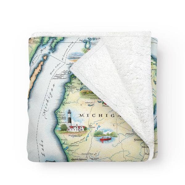 XPLORER MAPS - Vendita all'ingrosso Plaid - Coperta in pile Michigan State Map