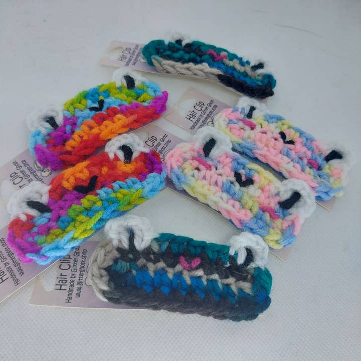 Crochet Frog Hair Clip - Colorful for wholesale by Glitter Ghost Clothing and Accessories