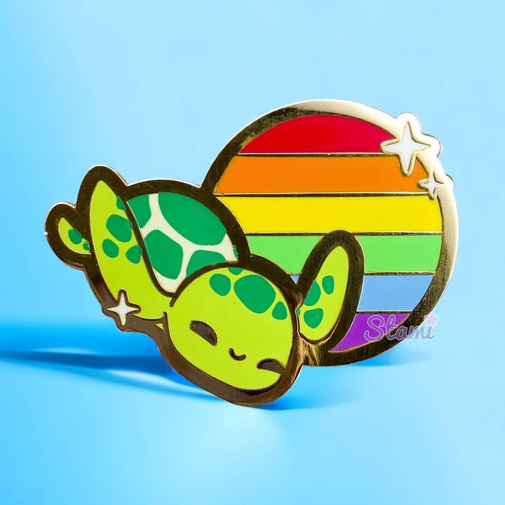 LGBTQ+ Turtle Pin for wholesale by Stami Studios