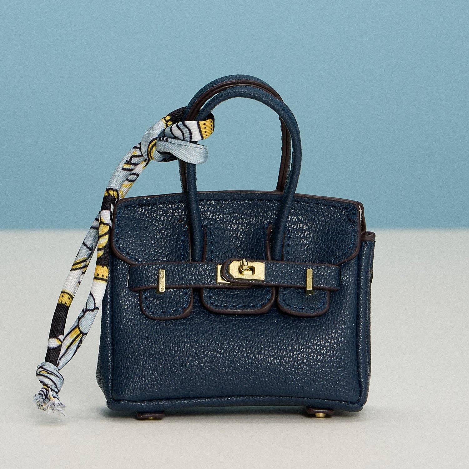 Frem - Wholesale Purse/Bag Accessory - Women's - Mini Handbag Keychain Charm | Faux Leather Purse Keyring with Twilly Scarf9