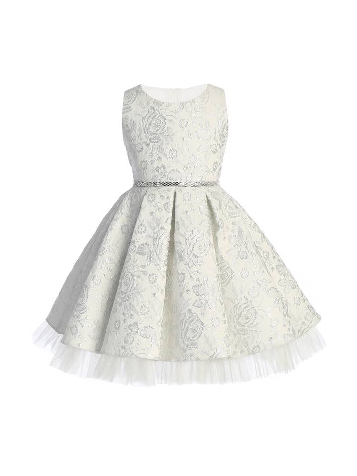 Sweet Kids, Inc. - Wholesale Dress - Kids - SK831 - metallic floral pleated jacquard w/ peek a boo tulle5