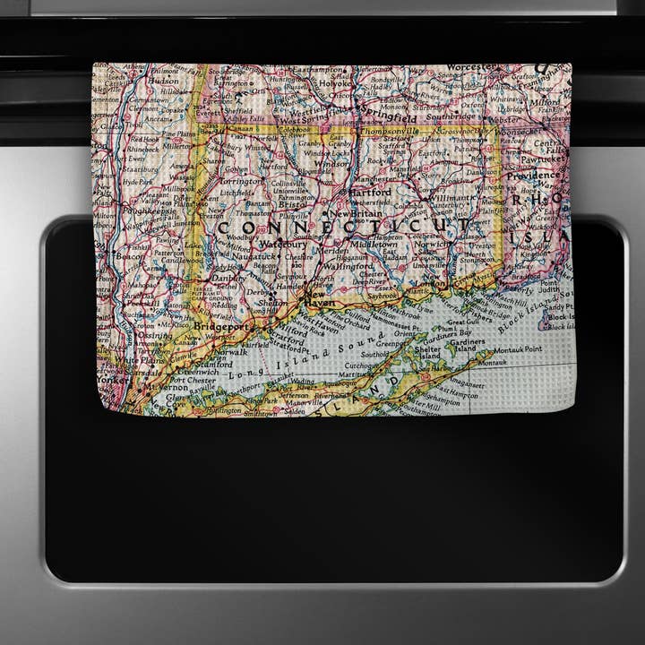 Daisy Mae Designs - Wholesale Tea Towel - Connecticut Map Waffle Weave Kitchen Towel Tea Towel