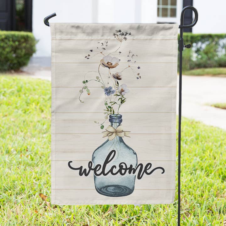 Garden Flag - Light Wood Botanicals for wholesale by Boutique Monogram