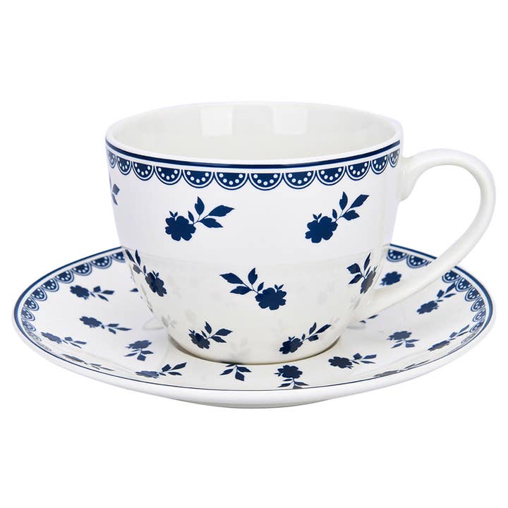 STP - Wholesale Tea Set - Vintage Indigo Porcelain Tea Cup w/ saucer Set of 4, 260 ml3