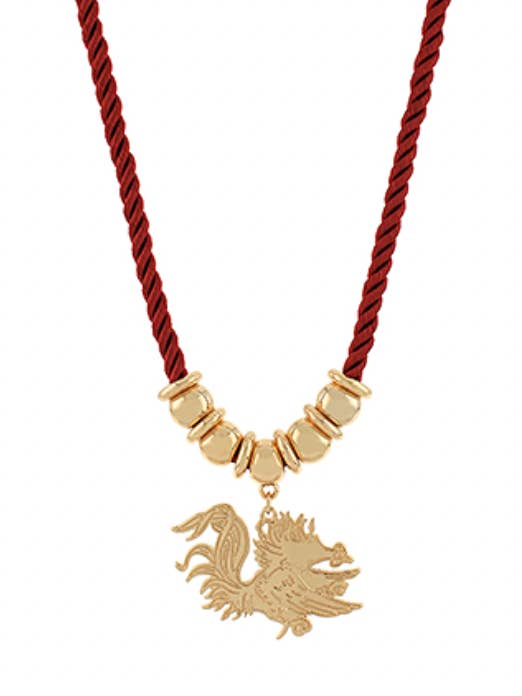 Gamecock Cord Necklace for wholesale by Grace Ann Designs