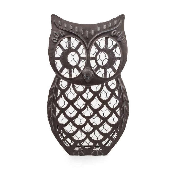 Bronze Finished Metal Wise Owl Decorative Cork Collector for wholesale by Twine